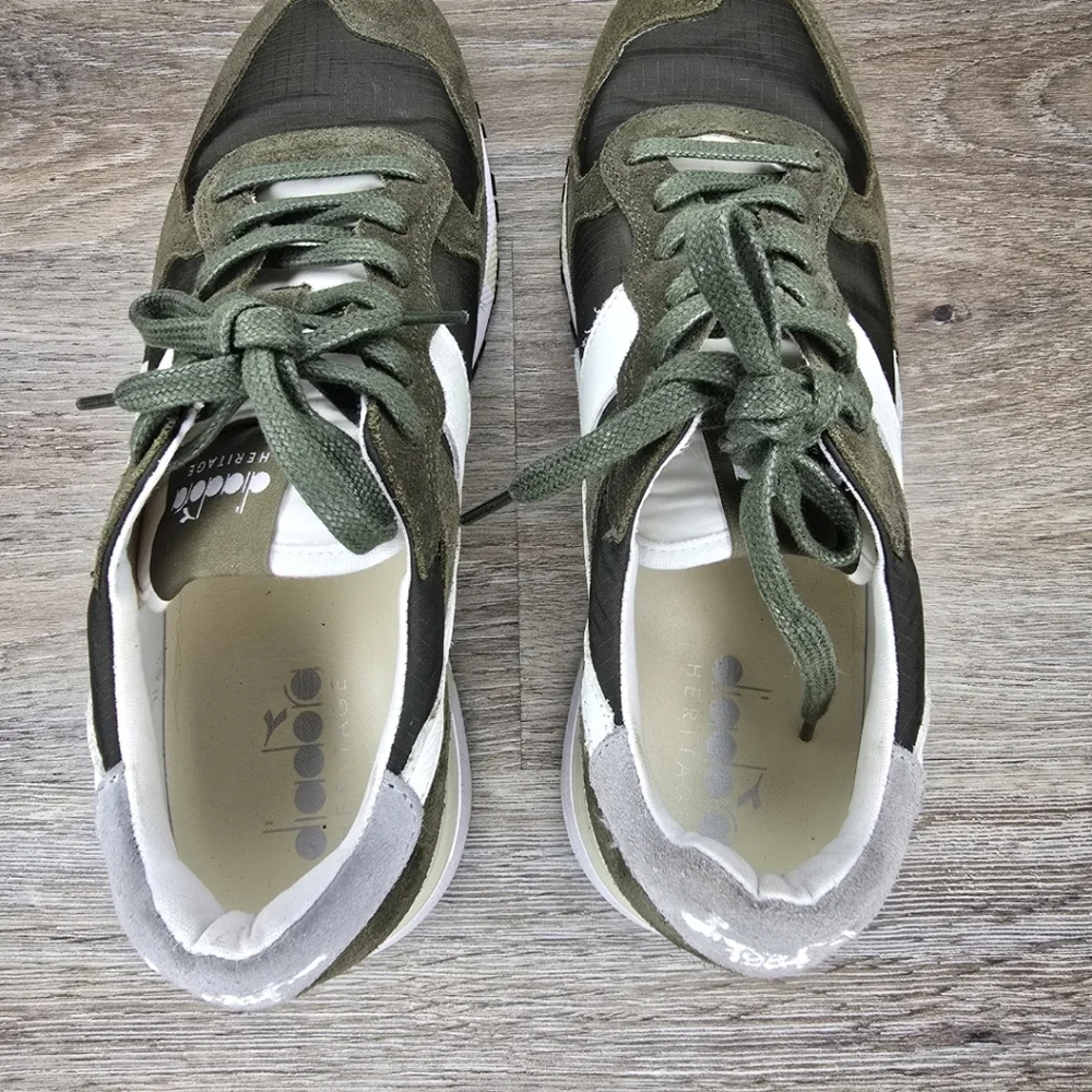 Diadora Men's Trident 90 Ripstop & Suede Green Sneakers Size 10
